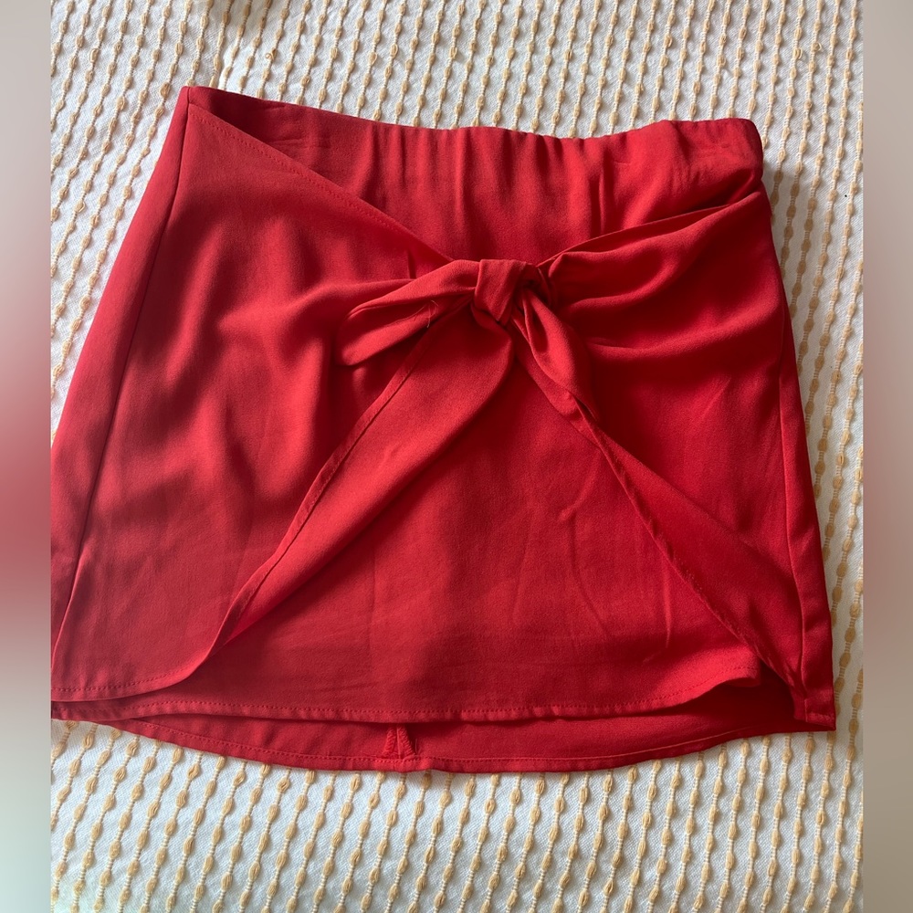 New Living Doll Poppy Women's Knot Front Lined Pencil Mini Skirt